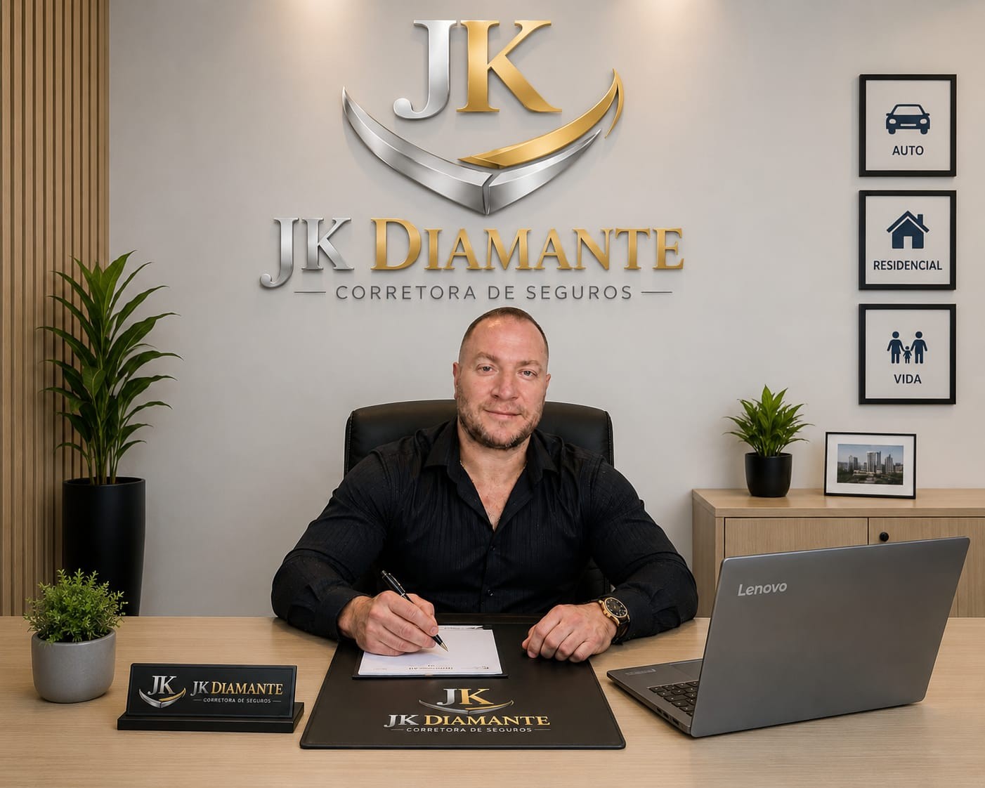Corretor da JK Diamante em seu escritório