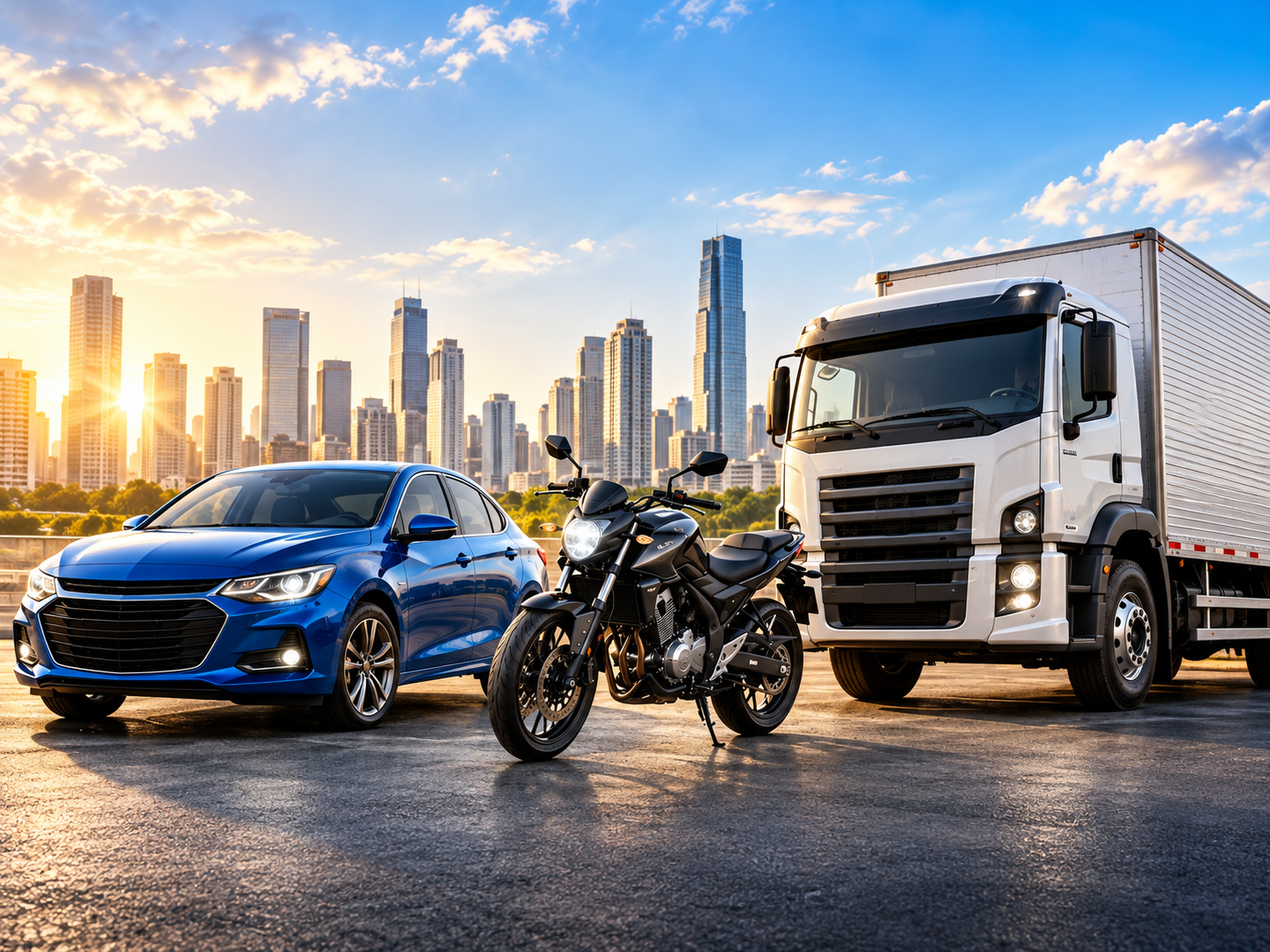 Carro, moto e caminhão para seguro veicular